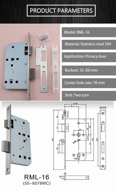 Durable stainless steel 304 Toilet door lock body 5578