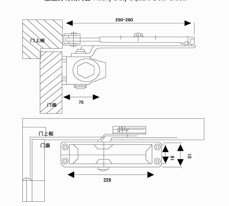 90 degree positioning door closers